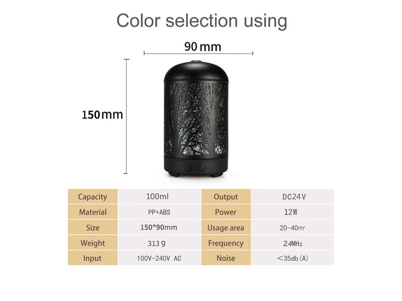  Diffuseur d'huiles essentielles 100 ml – 7 couleurs changeantes, arrêt automatique  - Conforama E