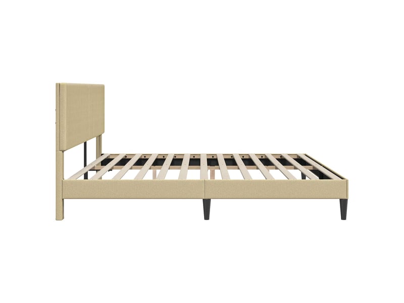  Lit double- lit adulte -  cadre de lit avec tête de lit gris vert clair 200 x 200 cm  - Conforama D