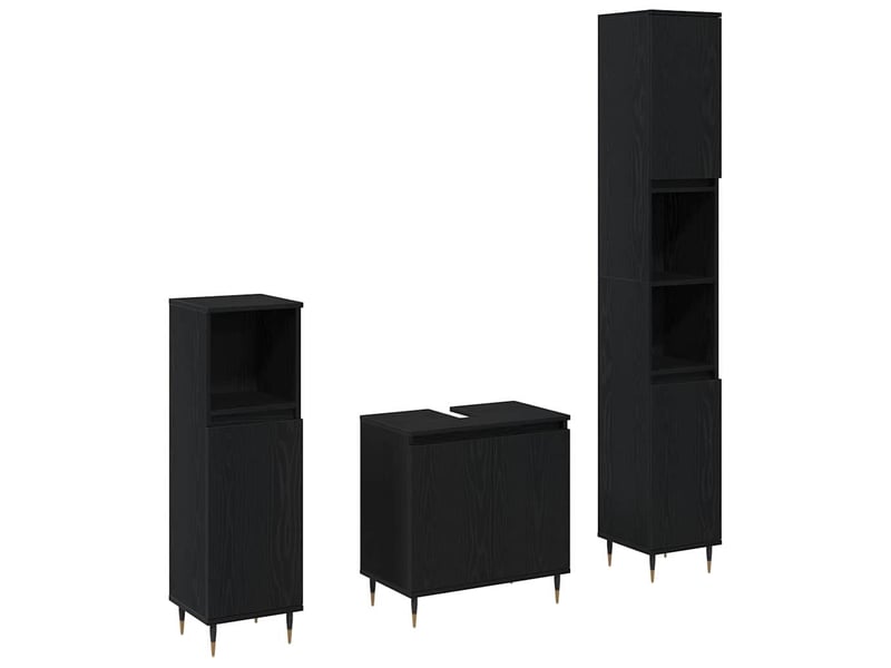  Ensemble de mobilier de salle de bain 3 pc chêne noir cf64323  - Conforama A