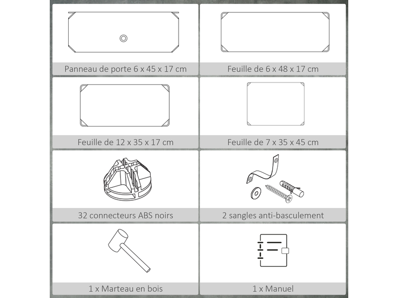  Armoire à chaussures modulable, 49 x 36,5 x 108 cm blanc, meuble de rangement avec 6 cubes empilable en plastique  - Conforama R