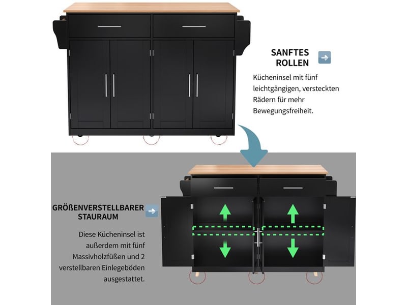  Chariot de service - truxen8 - plateau pliable - noir+naturel - roulettes - pieds interchangeables  - Conforama C