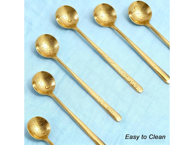 6 pièces cuillères à café doré, cuillère à café en acier inoxydable, petite cuillère à dessert pour thé crème glacée, mini cuillères à expresso - Conforama D
