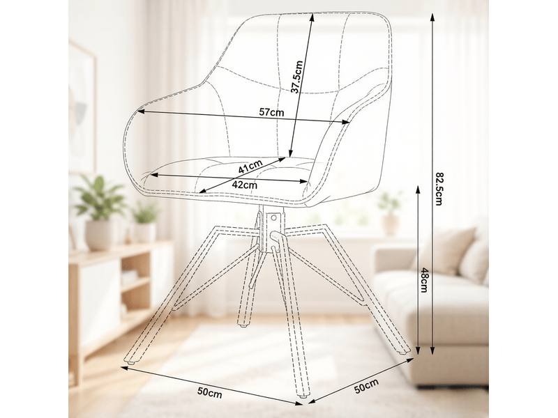  Chaise de salle à manger pivotante 360° 57x50x82,5cm, vert foncé, métal, accoudoirs, lot de 2  - Conforama C