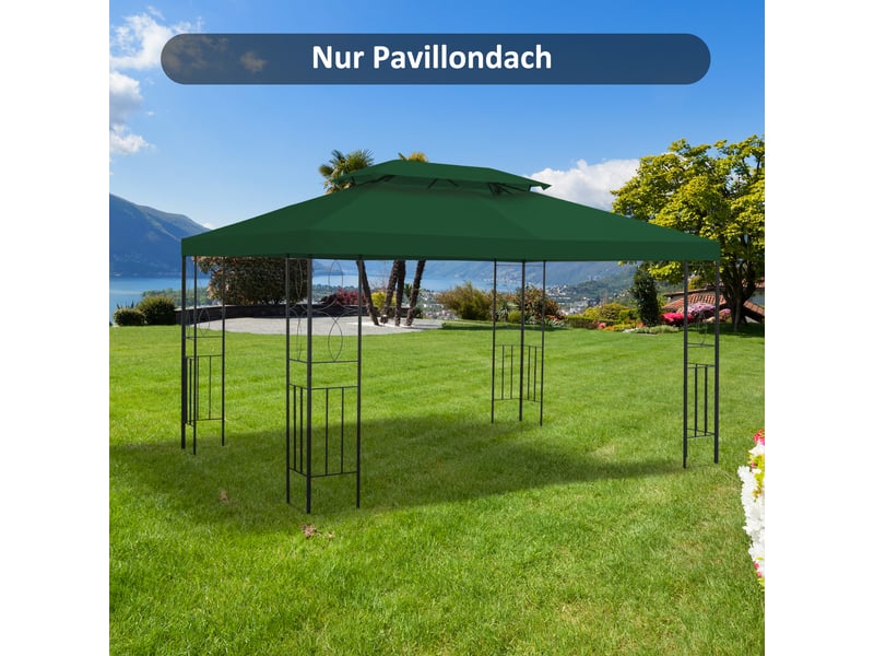  Toit de rechange 3 x 4 m en polyester pour pavillon de jardin double niveau vert chicfurn  - Conforama B