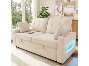 Canapé droit convertible <strong></strong> <strong></strong> 2 places Tissu beige