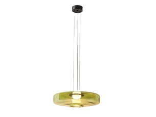 Suspension led contemporaine avec disque en verre vert 45 cm - solvani