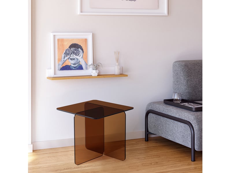  Table d’appoint en verre trempé, surface ouverte polyvalente pour salon, cuisine, bureau ou extérieur, 45 × 45 × 51 cm  - Conforama D