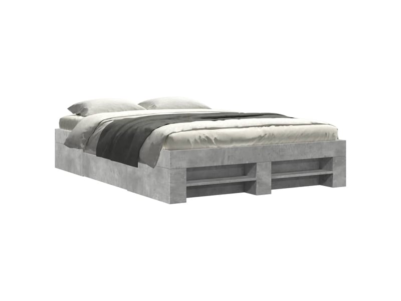  Lit double- lit adulte -  cadre de lit sans matelas gris béton 120x190 cm bois ingénierie  - Conforama A