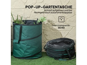 Sac à déchets de jardin 2x160 l, étanche, autoportant, couvercle zippé, réutilisable