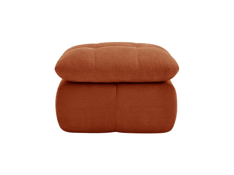  Pouf de salon - pouf chenille orange, 72.5 x 63 x 50 cm, modulable, pour salon, revêtement en chenille de haute qualité et doux  - Conforama D