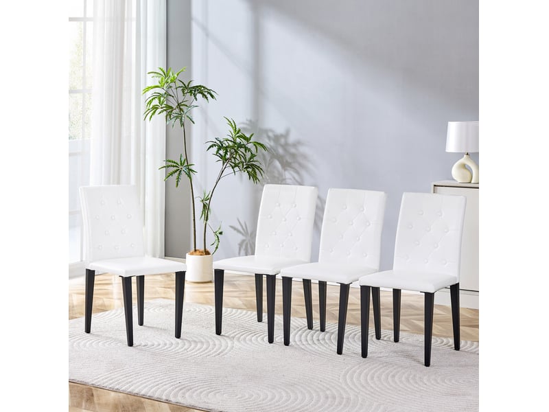 Lot de 4 chaises de salle à manger blanches et noires en polyuréthane - Conforama D