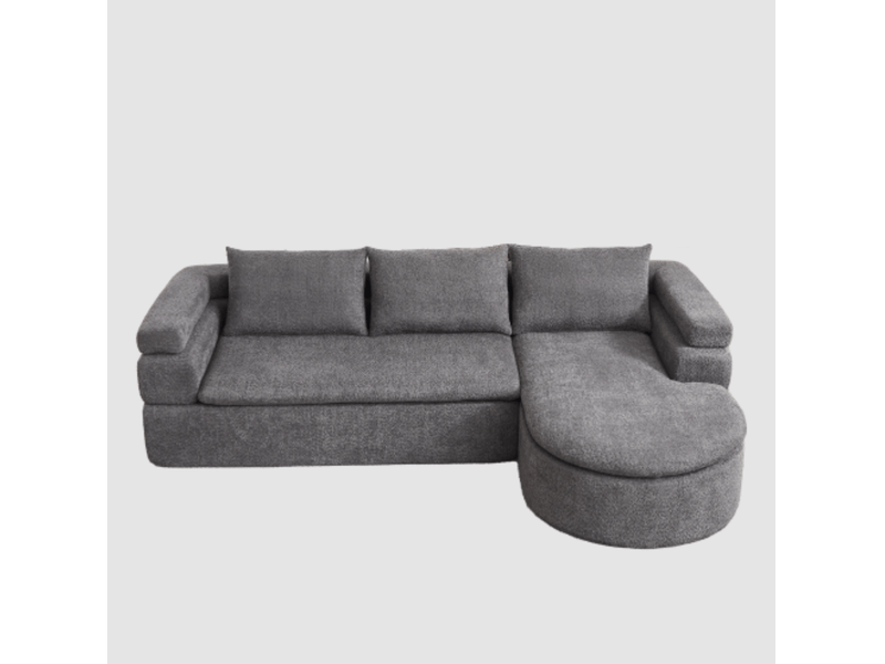  Canapé d’angle 3 places avec méridienne  - accoudoir étagé, 3 coussins de dossier, chenille - gris anthracite  - Conforama A