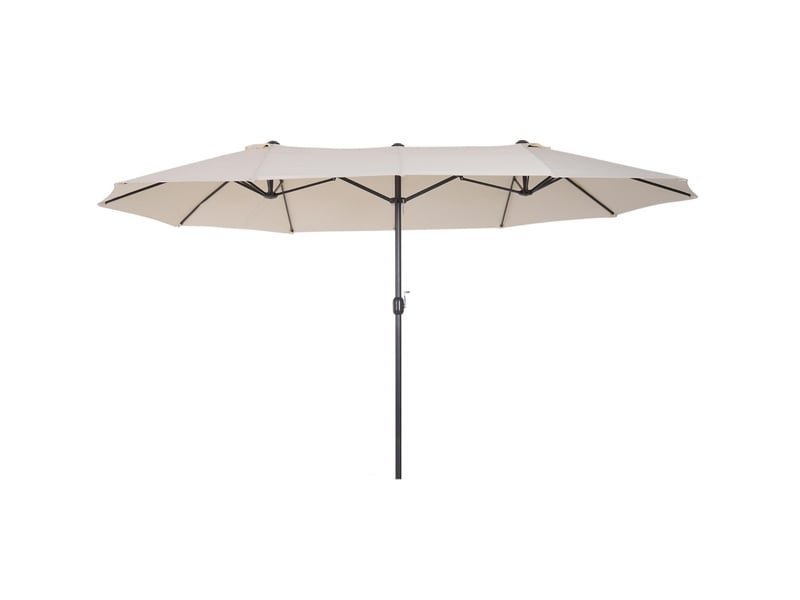  Parasol double xxl beige avec manivelle, ovale, aération intégrée, structure en métal, 455 x 265 x 238 cm  - Conforama A