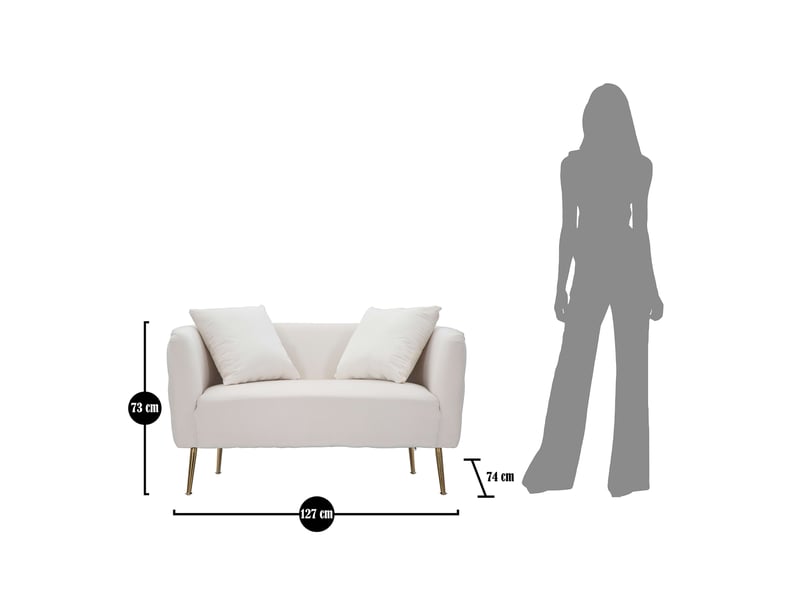  Canapé deux places fixe dingle, effet velours, 127x74x71h cm blanc Dingle - Conforama C