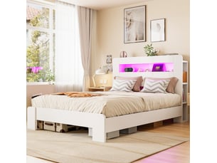 Lit avec rangement 140x200 cm coloris blanc
