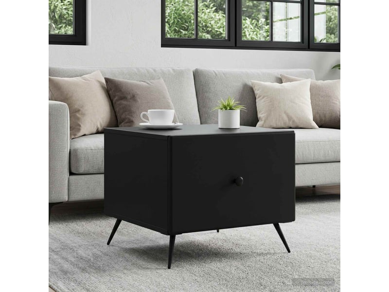  Table basse - table de salon - table à thé noir 49 x 50 x 40 cm bois d'ingénierie  - Conforama B