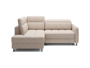 Canapé d'angle gauche convertible barnea 208 cm crème avec rangement
