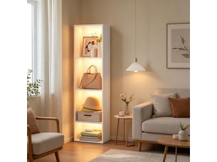 Bibliotheque coloris blanc 4 étagère(s) <strong>KORFEE</strong> <strong></strong> - 17.35 cm x 40 cm