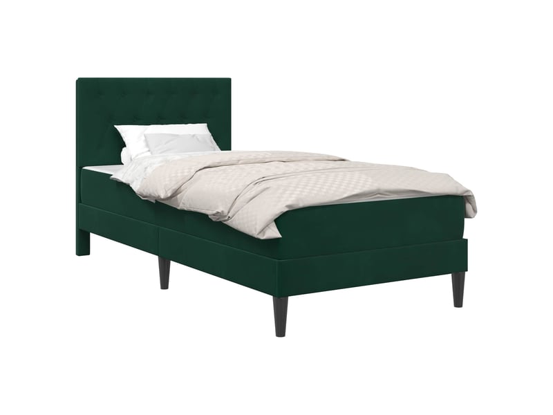 Lit simple- lit adulte - cadre de lit avec matelas vert foncé 100 x 200 cm velours - Conforama A
