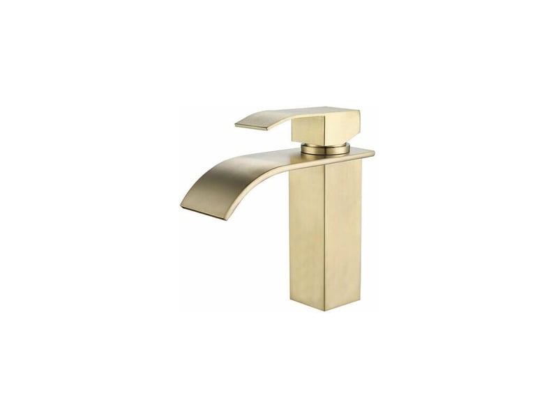 Robinet lavabo cascade doré moderne robinet mitigeur pour salle de bain eau chaude et froide réglable - Conforama A