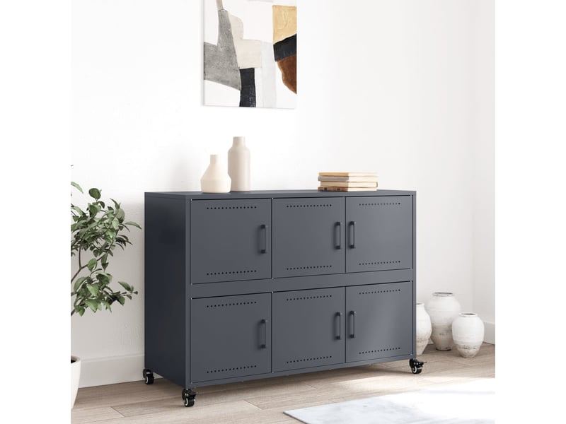  Buffet - bahut - meuble de rangement anthracite 100,5x39x72 cm acier  - Conforama C