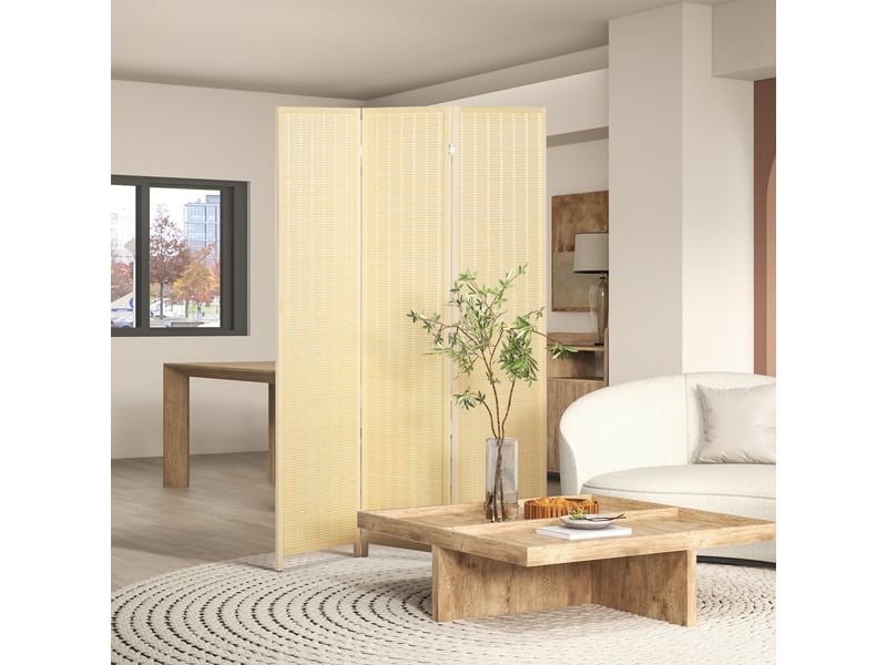  Paravent en bois séparateur de pièce closion de séparation pliable 3 panneaux bois naturel 135 x 180 cm  - Conforama A