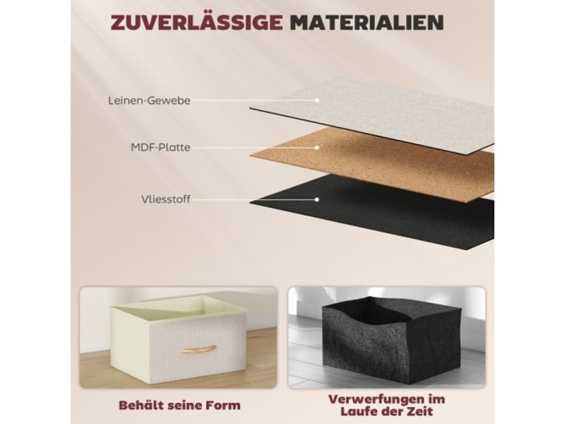  Commode beige, 8 tiroirs tissu, structure acier, plateau effet bois, rangement moderne pratique  - Conforama E