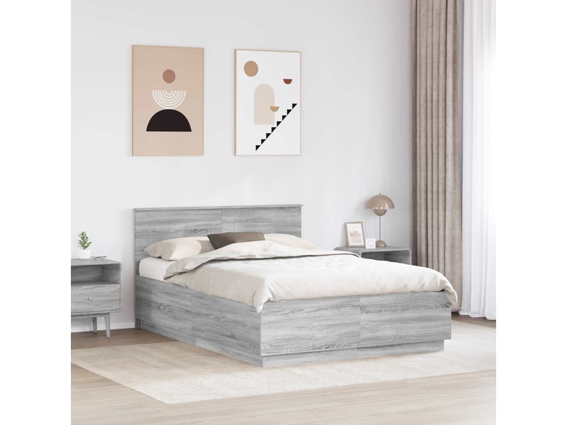 Lit double- lit adulte - cadre de lit sonoma gris 160 x 200 cm bois d'ingénierie - Conforama B