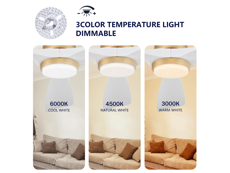 Ventilateur plafond 52p lumineux blancor, moteur cc silencieux, télécommande variateur, mémoire de coupure - Conforama W
