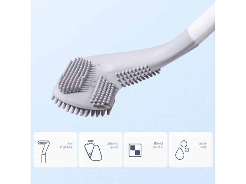 Brosse de nettoyage de toilettes blanche pour usage domestique, sans angles morts, brosse de toilette murale à long manche - Conforama C