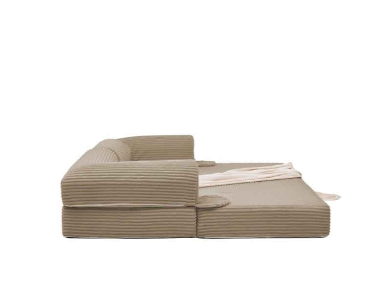 Canapé-lit 2 places en velours côtelé doux - convertible en couchage, futon gain de place pour salon et chambre d’amis - Conforama E
