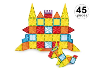 Jeu de construction magnétique - 45 pièces - tuiles colorées - matériaux ultra résistants - s