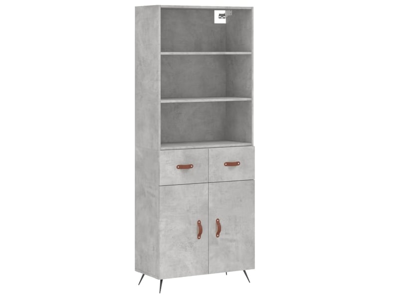  Buffet haut - bahut - meuble de rangement gris béton 69,5x34x180 cm bois d'ingénierie  - Conforama A