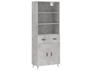 Buffet haut - bahut - meuble de rangement gris béton 69,5x34x180 cm bois d'ingénierie