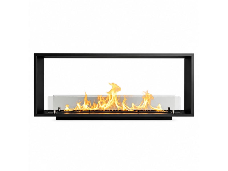 Venere 120 - cheminée à bioéthanol encastrable double face 120x50x30 cm avec brûleur en acier de 3 litres - Conforama A