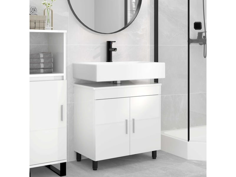  Unité de vanité de salle de bain, meuble de rangement blanc brillant 60x35x60 cm shl1467  - Conforama B