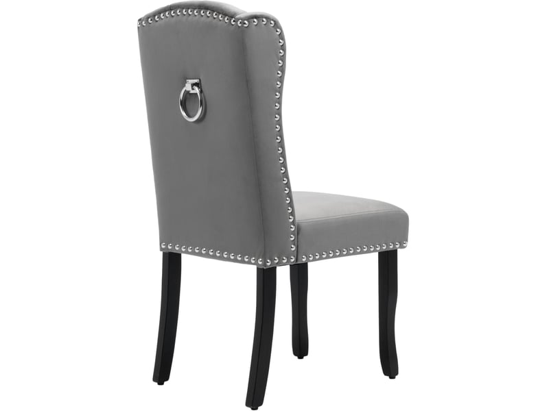Lot de 6 chaises de salle à manger 45 x 61 x 100 cm – gris – velours, pieds en chêne capitonnés - Conforama D