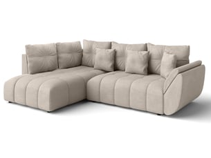 Canapé d'angle réversible convertible <strong>AX LIVING </strong> <strong>Corleone</strong> 4 places Velours marron avec coffre de rangement