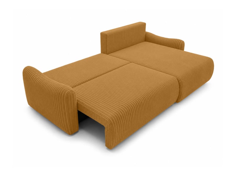  Apoline - canapé d'angle réversible convertible 4 places avec coffre en velours côtelé  - Conforama C