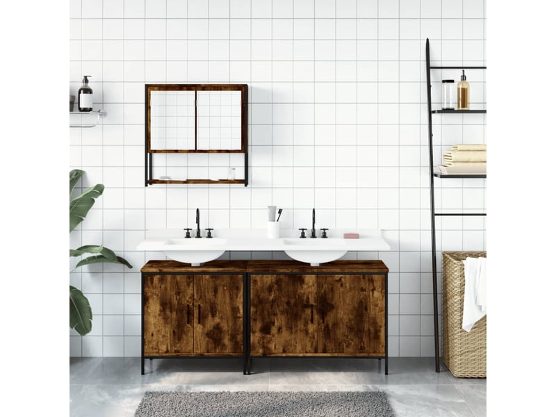 Ensemble de meubles de salle de bain 3 pcs chêne fumé cf63688  - Conforama C