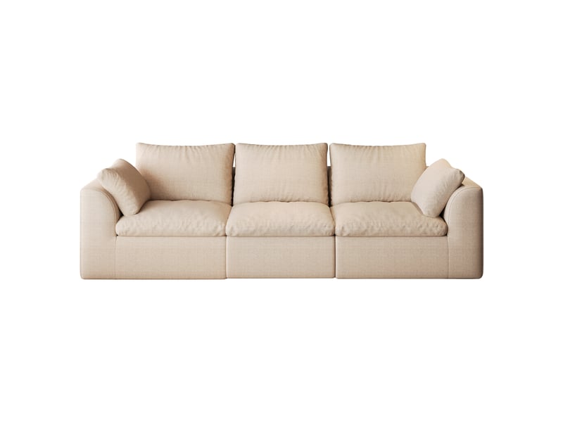  Canapé droit 3 places en tissu lin kaki, 245 cm, mousse compressée IKSETERA TRADING LTD - Conforama A