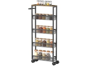 Chariot de rangement à 5 niveaux en métal et roulettes noir 47 x 13 x 96,5 cm