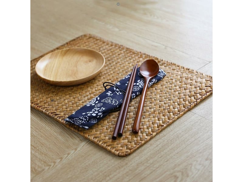 Rapanda – ensemble de 4 sets de table en jonc de mer naturel 43 x 30 cm – rectangulaires en rotin tressé – faciles à nettoyer – pour table à mangerbasse - Conforama C