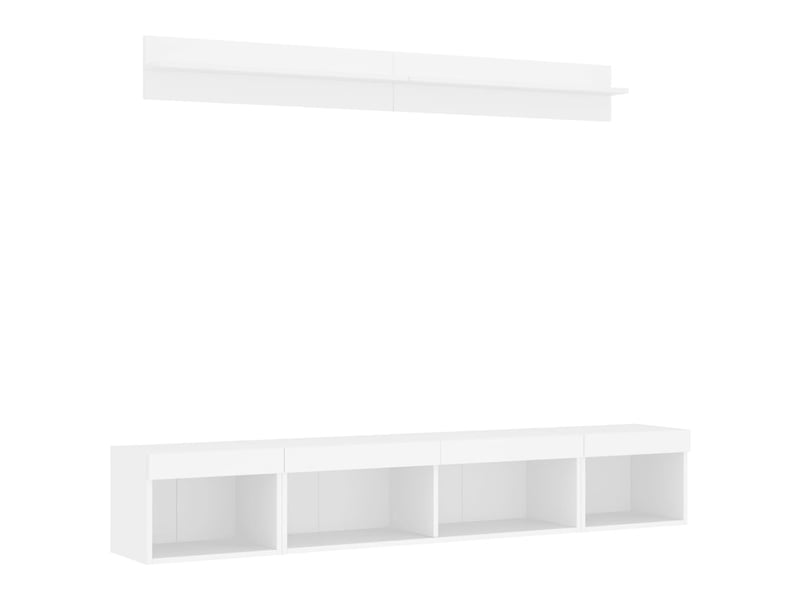  Unités murales tv avec led 5 pcs blanc bois d'ingénierie shl81281  - Conforama C