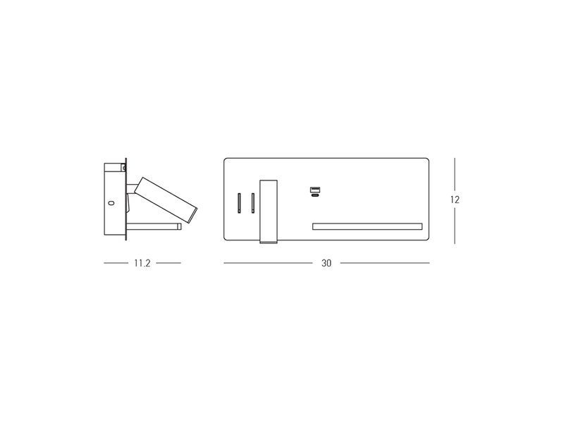  Zambelis zambelis applique murale de lecture zambelis noire avec chargeurs usb et sans fil, led 3000k (côté gauche)  - Conforama B