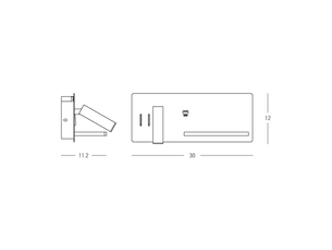 Zambelis zambelis applique murale de lecture zambelis noire avec chargeurs usb et sans fil, led 3000k (côté gauche)
