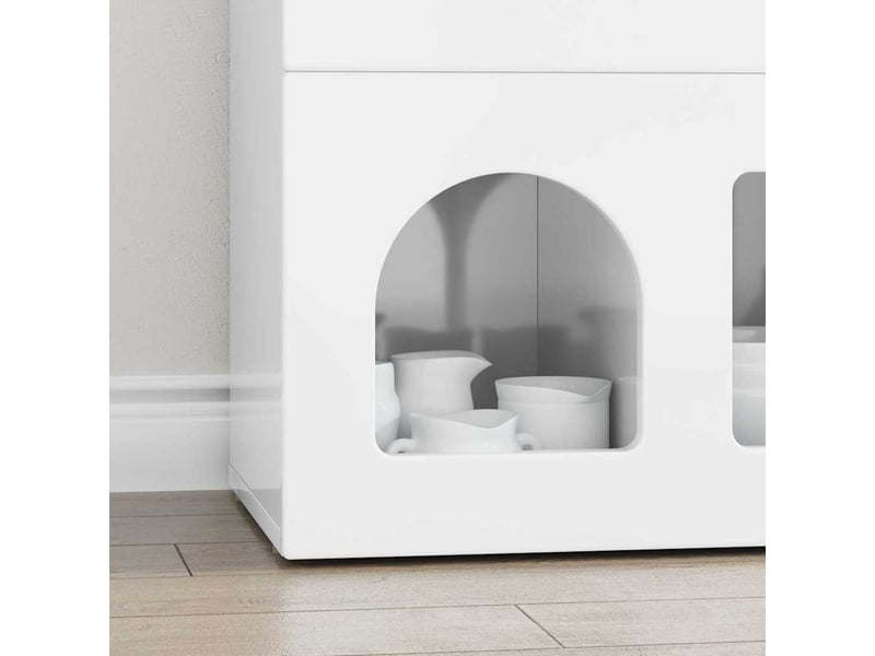  Buffet - bahut - meuble de rangement elst blanc brillant 80,5 x 35 x 59 cm bois d'ingénierie  - Conforama E