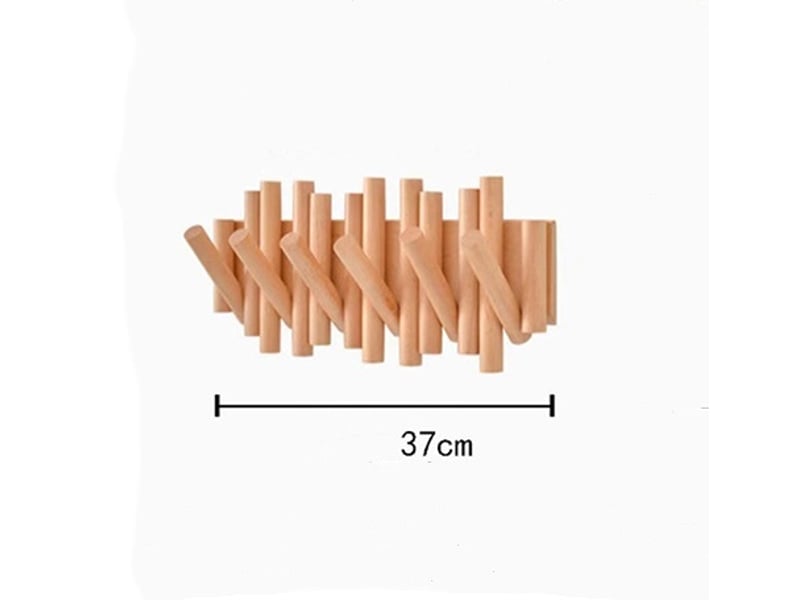  Patère murale 6 crochets en bois naturel – l37cm  - Conforama B