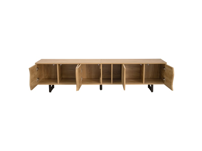  Meuble tv bois naturel 191 cm - portes incurvées pieds en métal design minimaliste  - Conforama W