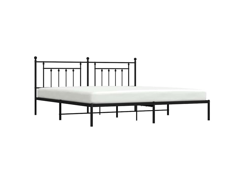  Lit double- lit adulte -  cadre de lit métal sans matelas avec tête de lit noir 200x200cm  - Conforama D